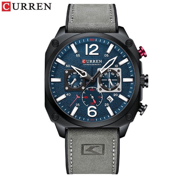 Curren Top Luxury Brand Men's Fashion Leather Strap Quartz Wrist Watches New Clock With Date Chronograph 8398 - Quartz Wristwatches