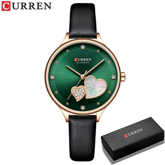 Curren Watches Women Fashion Leather Quartz Wristwatch Charming Rhinestone Female Clock Zegarki Damskie - Quartz Wristwatches