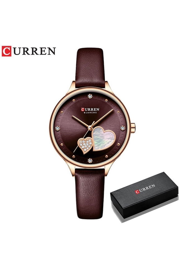 Women Fashion Leather Quartz Wristwatch Charming Rhinestone Female Clock Zegarki Damskie - Quartz Wristwatches