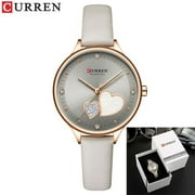 Curren Women's Watches Top Brand Luxury Quartz Leather Wristwatch With Rhinestone Elegant Thin Clock For Female - Quartz Wristwatches