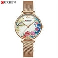thumbnail image 1 of Curren Women Quartz Watches Elegant Charming Wristwatch For Ladies Stianless Steel Mesh Band Flower Clock Female - Quartz Wristwatches, 1 of 6