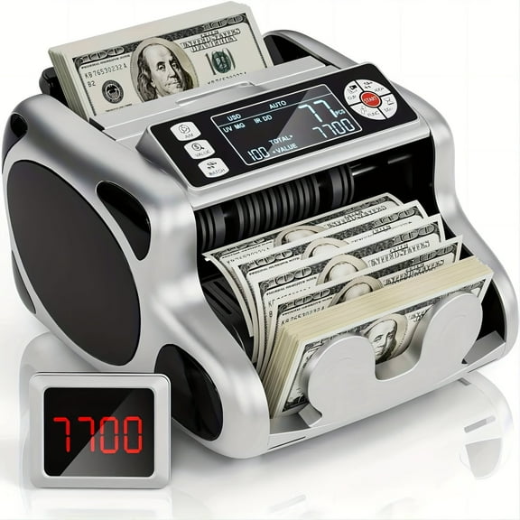 Currency Counting Device, Counts Dollars And Euros, Features UV/MG/IR/DD Counterfeit Detection, Includes an Additional LCD Screen, And Offers Add And Batch Functions