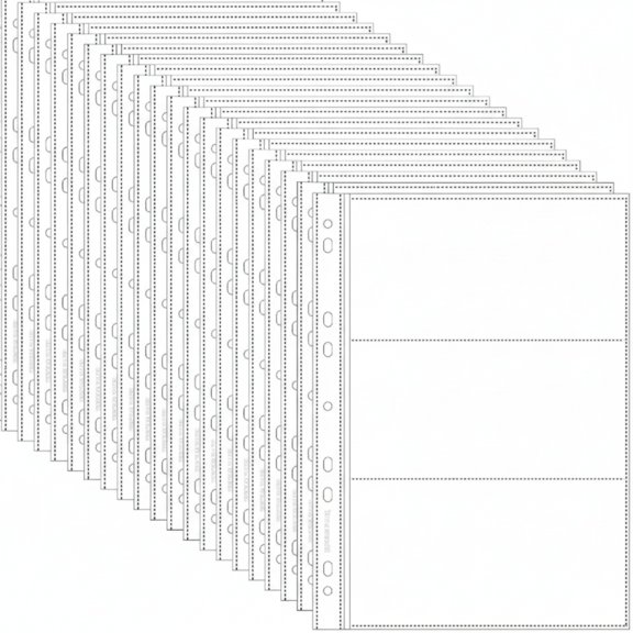 Currency Pages for Paper Money Collection, 20 Sheets with 3 Pockets Each, Side Load Design, Fits Banknotes Coupons Stamps Cards, Compatible with 3 Ring and 4 Ring Binders, Clear