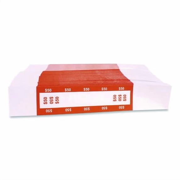 Currency Straps, $50, Self-Adhesive, 1,000/Pack | Bundle of 2
