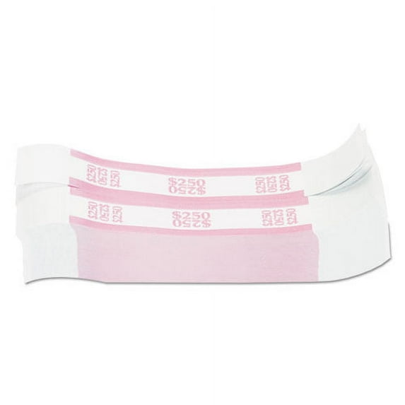 Currency Straps, Pink, $250 In Dollar Bills, 1000 Bands/pack | Bundle of 2 Packs