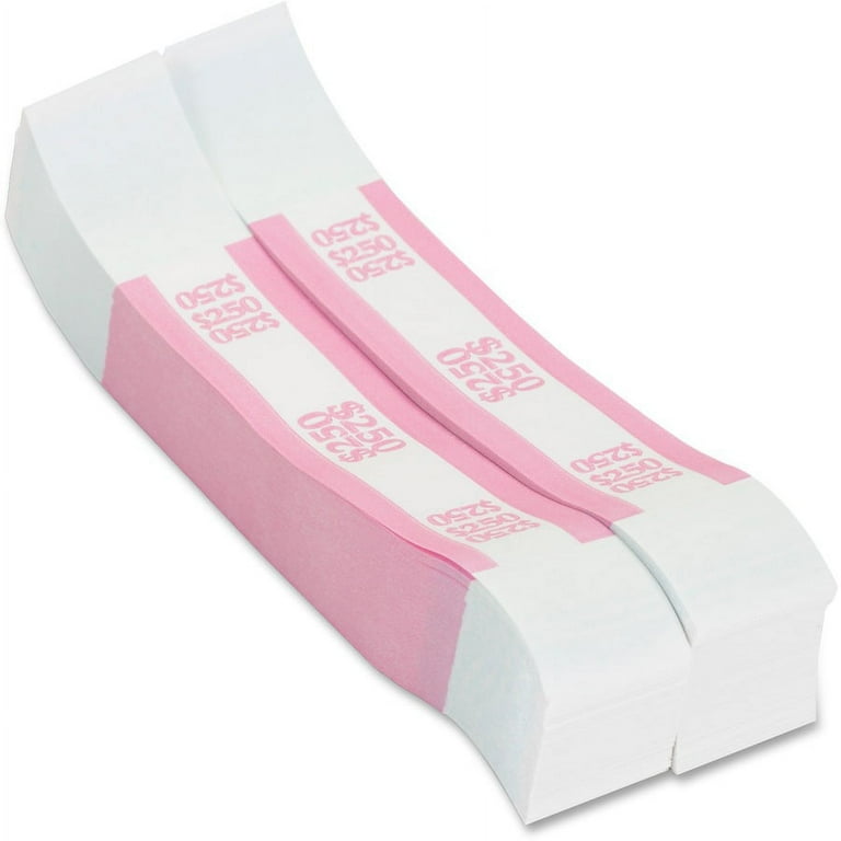 Currency Straps, Pink, $250 in Dollar Bills, 1000 Bands/Pack Currency Straps, Pink, $250 in Dollar Bills, 1000 Bands/Pack