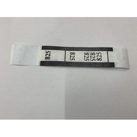 Currency Straps - Self Sealing Money Bands, $25-Black, 500 pack, by NF String