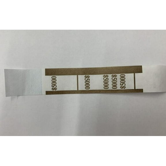 Currency Straps - Self Sealing Money Bands, $5000-Brown, 500 pack, by NF String
