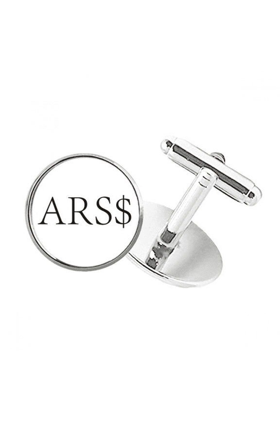Currency Symbol Argentine Peso Round Button Cuff Clip Stud Cufflinks
