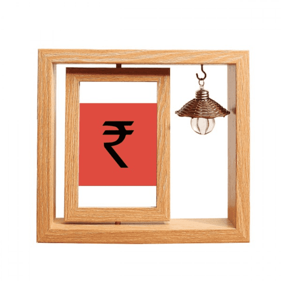 Currency Symbol Rs Re INR Wooden Rotating Picture Photo Frame 4x6