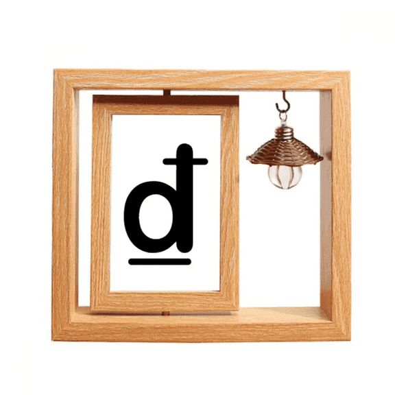 Currency Symbol Vietnamese Wooden Rotating Picture Photo Frame 4x6