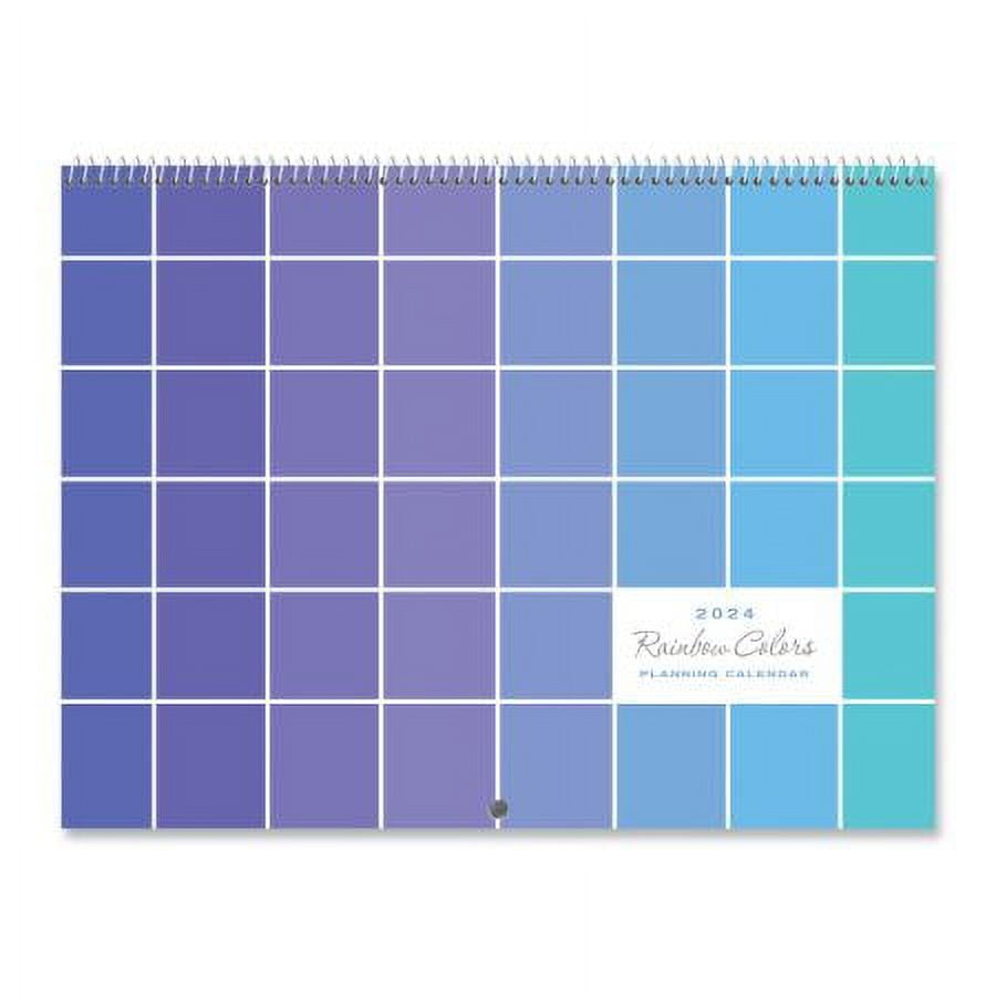 Current 2024 Rainbow Colors Big Grid Monthly Wall Calendar, 12" x 9
