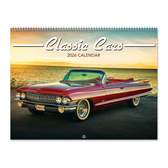 Current 2026 Classic Cars 12 x 9-inch Wall Calendar, Large Bookstore-Quality, Spiral-Bound