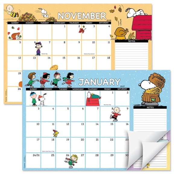 Current 2027 - 2028 Peanuts Desk Calendar Pad, 11" x 16.25", Large 24-Month Bookstore-Quality Calendars