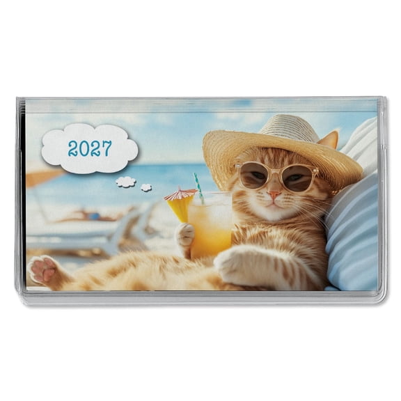 Current 2027 CATtitudes Cat Planner Pocket Calendar & Memo Pad, 3.5-Inch x 6.5-Inch Size Closed, Bookstore-Quality Monthly Floral Purse Calendars With 30 Note Pages for Kitchen & Office