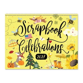 Current 2027 Celebrations Scrapbooking Wall Calendar-18 x 12" when opened,  Bookstore-Quality, Spiral-Bound Hanging Monthly Wall Calendars for Kitchen & Office