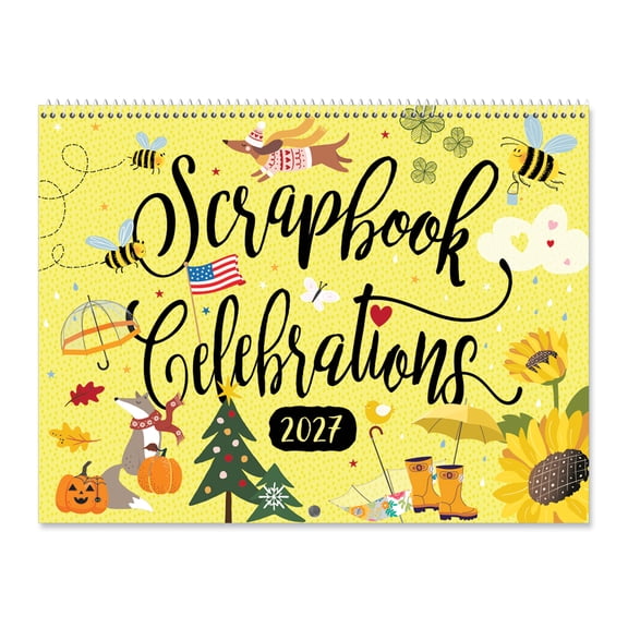 Current 2027 Celebrations Scrapbooking Wall Calendar-18 x 12" when opened, Bookstore-Quality, Spiral-Bound Hanging Monthly Wall Calendars for Kitchen & Office