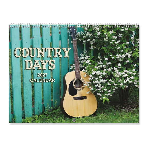 Current 2027 Country Days Wall Calendar, 12-Inch x 9-Inch Size Closed, 18-Inch Size Open, Large Bookstore-Quality, Spiral-Bound Hanging Monthly Wall Calendars for Kitchen & Office