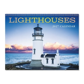 Current 2027  Lighthouses Calendar, 12-Inch x 9-Inch Size Closed, 18-Inch Size Open, Large Bookstore-Quality, Spiral-Bound Hanging Monthly Wall Calendars for Kitchen & Office
