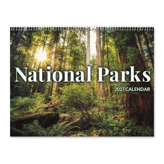 Current 2027 National Parks Wall Calendar, 12-Inch x 9-Inch Size Closed, 18-Inch Size Open, Large Bookstore-Quality, Spiral-Bound Hanging Monthly Wall Calendars for Kitchen & Office