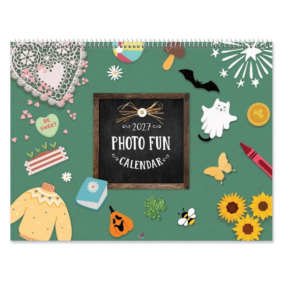 Current 2027 Photo Fun Scrapbooking Wall Calendar, 18 x 12" when opened, Bookstore-Quality, Spiral-Bound Hanging Monthly Wall Calendars for Kitchen & Office