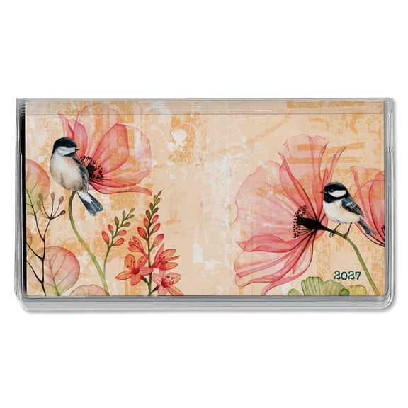 Current 2027 Garden Fresh Planner Pocket Calendar & Memo Pad, 3.5-Inch x 6.5-Inch Size Closed, Bookstore-Quality Monthly Floral Purse Calendars With 30 Note Pages for Kitchen & Office