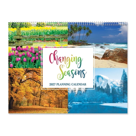 Current 2027 Seasons Big Grid Wall Calendar, 12-Inch x 9-Inch Size Closed, 18-Inch Size Open, Large Bookstore-Quality, Spiral-Bound Hanging Monthly Calendars for Kitchen & Office, by Current