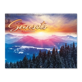 Current 2027 Sunsets Wall Calendar, 12-Inch x 9-Inch Size Closed, 18-Inch Size Open, Large Bookstore-Quality, Spiral-Bound Hanging Monthly Wall Calendars for Kitchen & Office