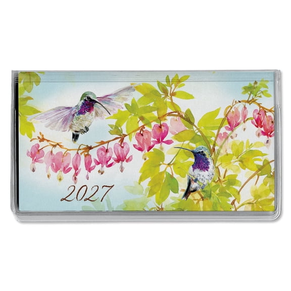 Current 2027 Year of Birds Planner Pocket Calendar & Memo Pad, 3.5-Inch x 6.5-Inch Size Closed, Bookstore-Quality Monthly Floral Purse Calendars With 30 Note Pages for Kitchen & Office