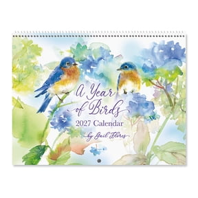 Current 2027 A Year of Birds Wall Calendar, 12-Inch x 9-Inch Size Closed, 18-Inch Size Open, Large Bookstore-Quality, Spiral-Bound Hanging Monthly Wall Calendars for Kitchen & Office