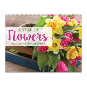 Current 2027 Year of Flowers Big Grid Wall Calendar, 12-Inch x 9-Inch Size Closed, 18-Inch Size Open, Large Bookstore-Quality, Spiral-Bound Hanging Monthly Calendars for Kitchen & Office, by Current