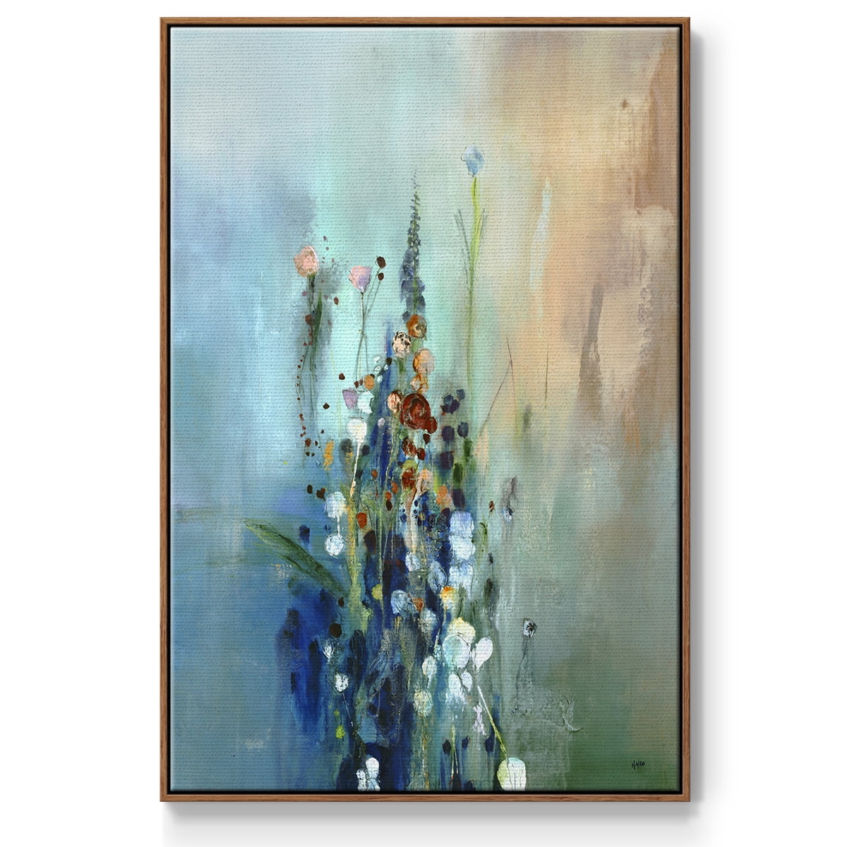 Current Air I Framed Premium Gallery Wrapped Canvas - Ready to Hang - 25 x 37 - Walnut Floating Frame