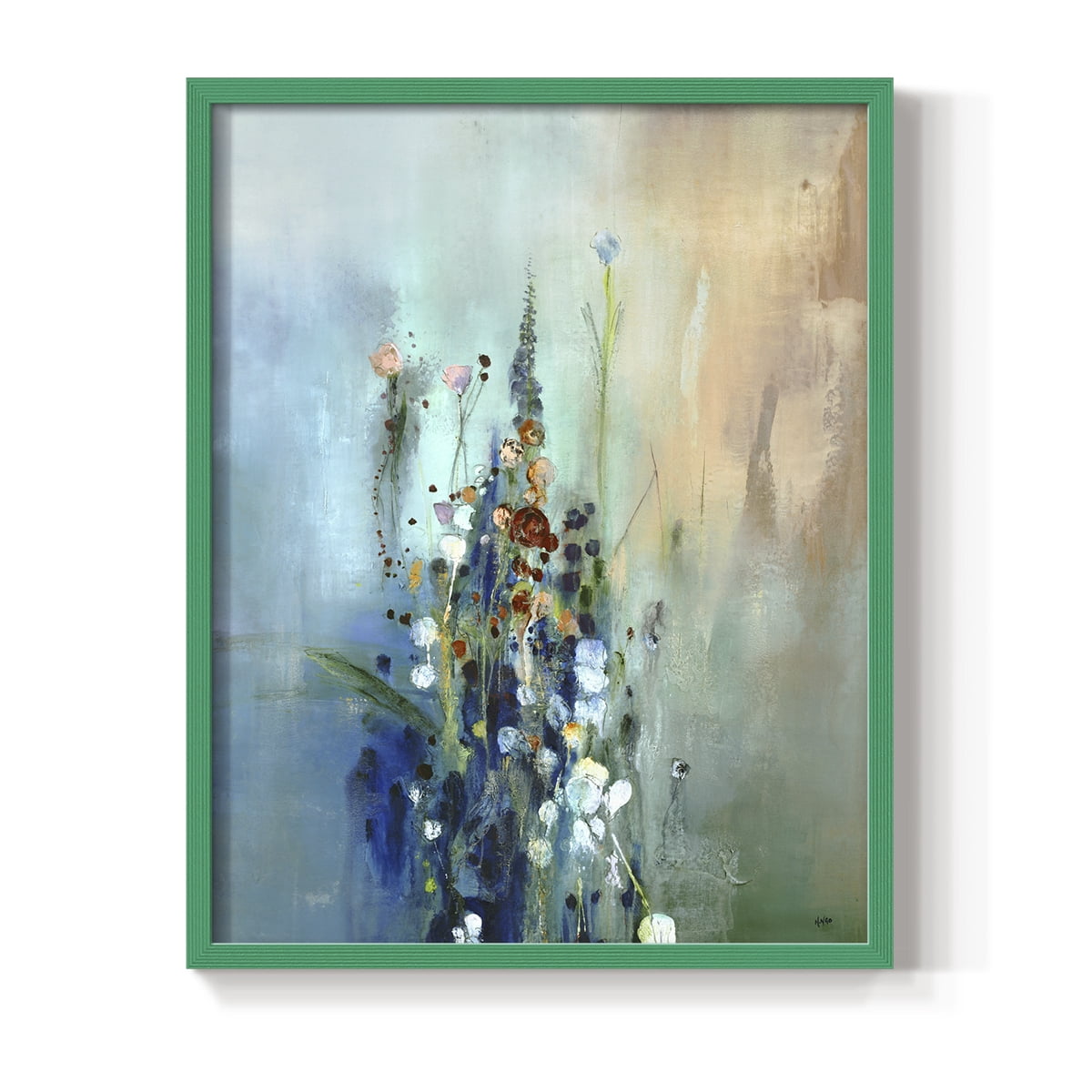 Current Air I Framed Print in Green Solid Wood Framed Print No Nail Hanging