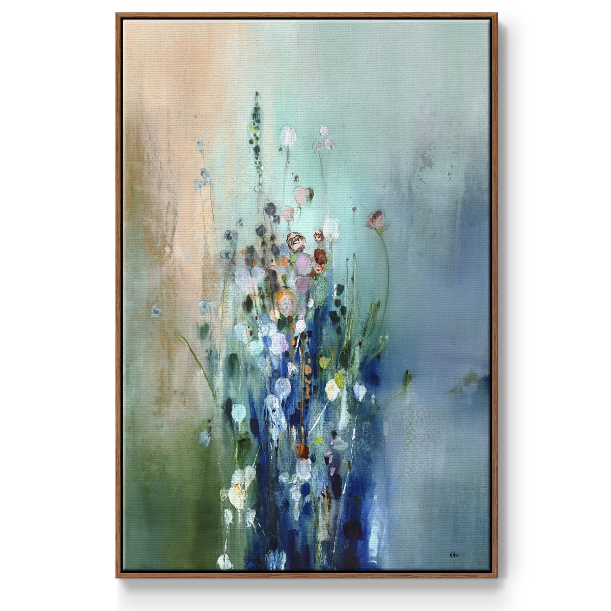 Current Air II Framed Premium Gallery Wrapped Canvas - Ready to Hang - 17 x 25 - Walnut Floating Frame