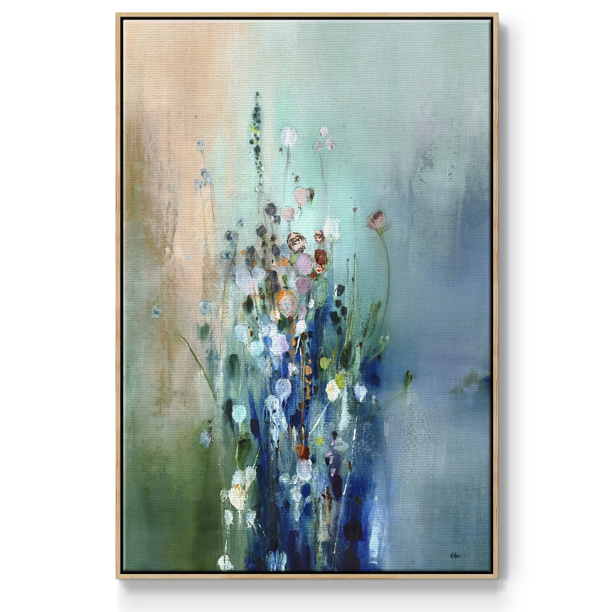 Current Air II Framed Premium Gallery Wrapped Canvas - Ready to Hang - 27 x 41 - Natural Wood Floating Frame