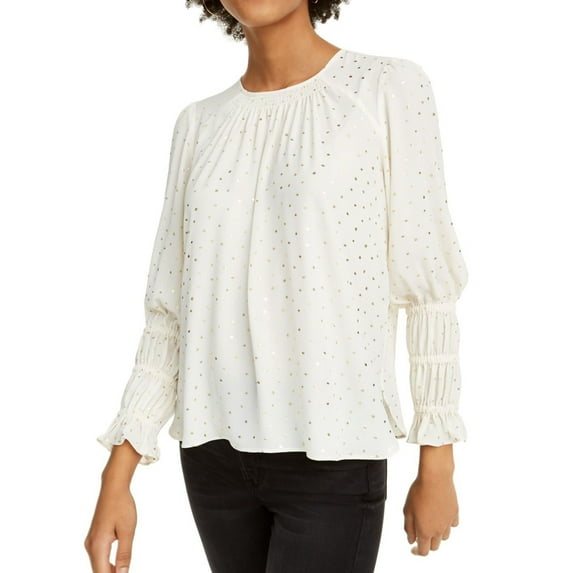Current Air Womens Dot Pullover Blouse, Off-White, Medium