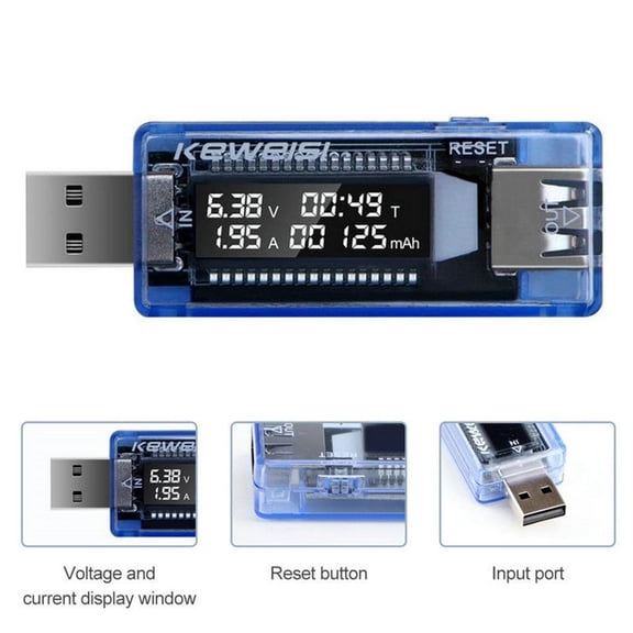 Current And Voltage Charger Capacity Tester Usb 3-20V Charger Power Voltage Meter Power Bank Electronic Test Equipment Accessory Blue Smile Home