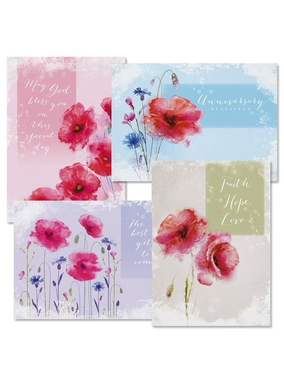 Current Anniversary Blessings Faith Greeting Cards With Scripture- Set of 8 Wedding Anniversary Cards