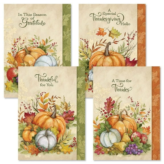 Current Autumn Pumpkin Thanksgiving Cards - Susan Winget, Themed Holiday Card Variety, 8-Count, Large 5 x 7 Inch