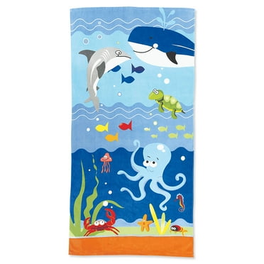 Current Beach and Bath Towel for Boys & Girls - Under The Sea Design, Extra-Large, 100% Cotton, 30 inch x 60 inch