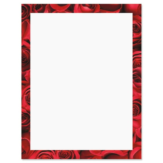 Current Bed of Roses Frame on White Printer Letter Papers - Set of 25 Valentine's Day, 8 1/2" x 11"