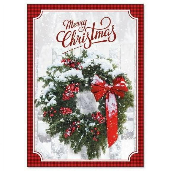 Current Berry Wreath Greeting Cards Set - Set of 18 Large 5 x 7-Inch Folded Cards, Themed Holiday Card Value Pack, Envelopes Included