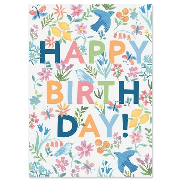 Current Birthday Blooms Birthday Greeting Cards Value Pack - Floral, Set of 8, Single Design, Large 5 x 7 Inch Cards, Sentiments Inside, Envelopes Included