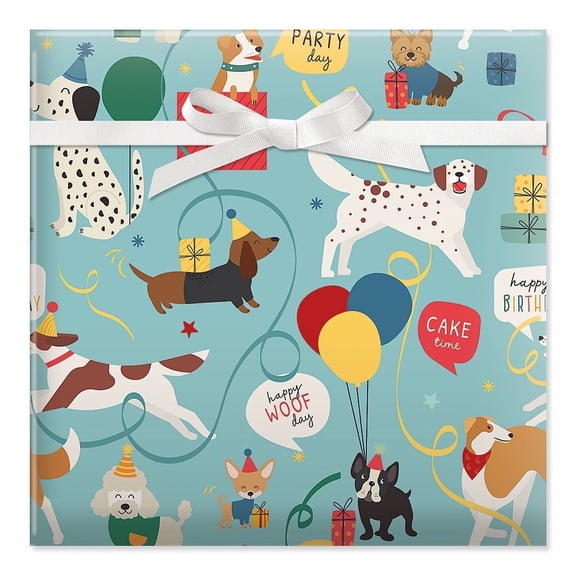 Current Birthday Dogs Jumbo Rolled Wrapping Paper Roll - Premium Semi-Gloss 23" x 32'