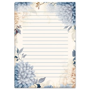 Current Blue Dahlias Notepad, 60 sheets, 5 x 7", Printed in the USA, Blank Inside, Add a Name, For Thank You Notes, or Graduation Gifts