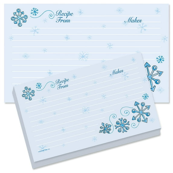 Current Blue Snow Recipe Cards - 3 x 5 inches, Set of 50 Holiday Recipe Cards