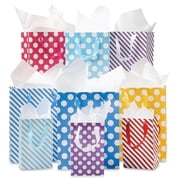 Current Bright Stripes and Dots Birthday Gift Bags - Set of 9 Reusable Bags, 3 Sizes