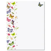 Current Butterflies Spring Letter Papers - Set of 25 Floral Stationery , 8 1/2" x 11", Computer, Flyers, Invitations, or Letter Papers