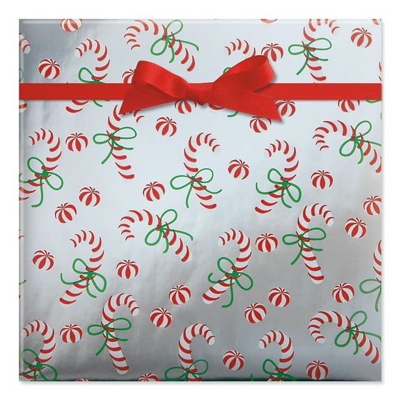 Current Candy Canes Foil Christmas Rolled Wrapping Paper - Premium Jumbo 23" x 20'