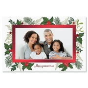 Current Christmas Card Holly Photo Frame Cards, Set of 18, Fits 4" x 6" Photo, Slide-In